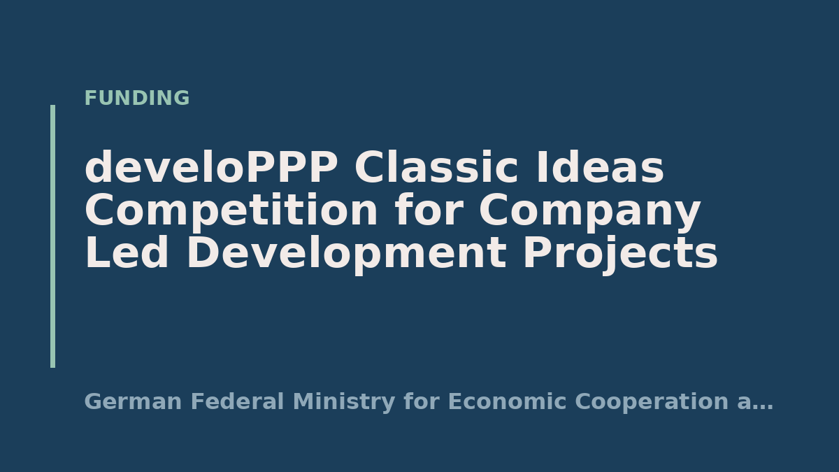develoPPP Classic Ideas Competition for Company Led Development Projects