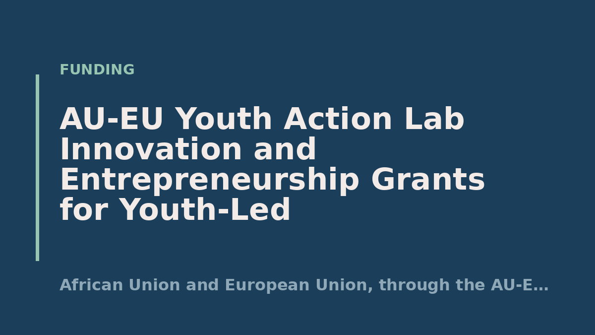 AU-EU Youth Action Lab Innovation and Entrepreneurship Grants for Youth-Led Organisations